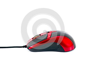 Computer mouse with cord isolated on white background