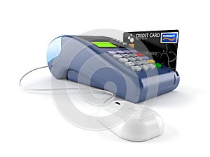 Computer mouse with credit card reader