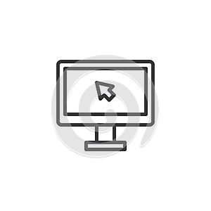 Computer mouse cursor click line icon