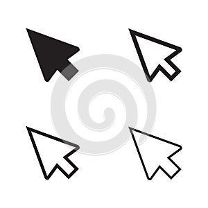 Computer mouse cursor icon in flat style. Arrow cursor vector illustration on white isolated background