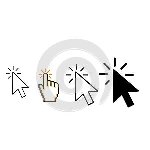 Computer mouse cursor icons isolated on white background