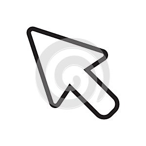 Computer mouse cursor line icon in flat style. Arrow cursor vector illustration on white isolated background