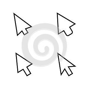 Computer mouse cursor line icon in flat style. Arrow cursor vector illustration on white isolated background