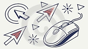 Computer mouse and cursor, representing technology and digital interface vector design Generative AI