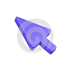 3d arrow pointer, mouse cursor icon. Computer interface render. Click here arrow