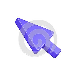 3d arrow pointer, mouse cursor icon. Computer interface render. Click here arrow