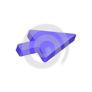 3d arrow pointer, mouse cursor icon. Computer interface render. Click here arrow