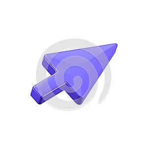 3d arrow pointer, mouse cursor icon. Computer interface render. Click here arrow
