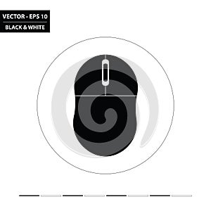 Computer mouse flat black and white icon