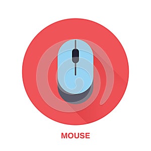 Computer mouse flat style icon. Wireless technology device sign. Vector illustration of communication equipment for