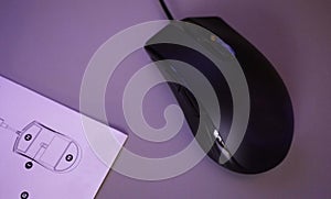 Computer mouse for gamers, can be used in games and on a personal computer. Details and close-up