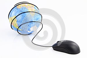 Computer mouse and globe