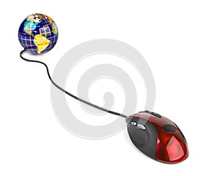 Computer mouse and globe