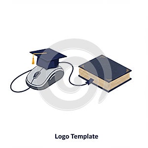 A computer mouse with a graduation cap on top, symbolizing education and