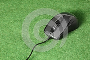 Computer mouse on grass background