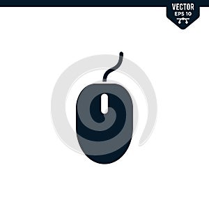 Computer mouse icon collection, glyph style