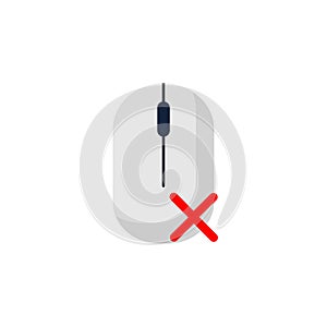 computer mouse icon with cross error symbol. Flat style design. Vector illustration.