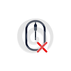 computer mouse icon with cross error symbol. Flat style design. Vector illustration