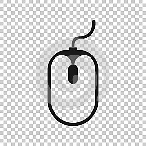 Computer mouse icon in flat style. Cursor vector illustration on white isolated background. Pointer business concept