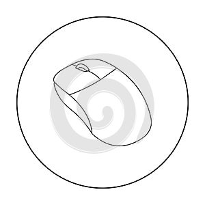 Computer mouse icon in outline style isolated on white background. Personal computer symbol stock vector illustration.