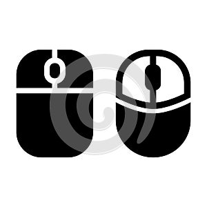 Computer Mouse Icon Set in Black Flat Style