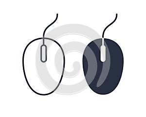 Computer Mouse Icon Symbol. PC Mouse icon vector isolated illustration. Icon computer mouse web. Modern computer mouse.