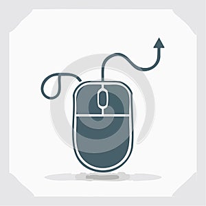 Computer Mouse Icon with Upward Arrow Symbol