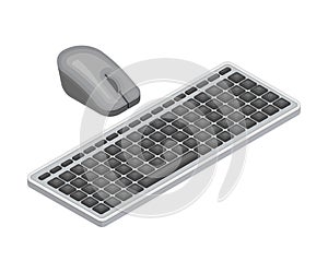 Computer Mouse and Keyboard as Wireless Network Communication Technology Isometric Vector Illustration