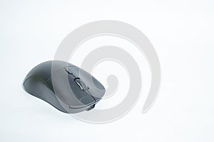 Computer Mouse on Left with Empty Copy Space Isolated on White Background