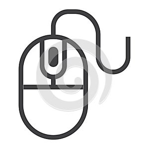 Computer mouse line icon, click and website