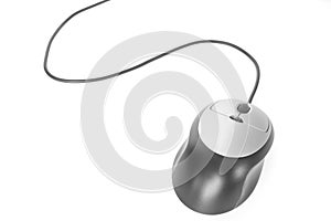 Computer mouse over white background