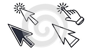 Computer Mouse Pointer and Hand Cursor Icon Set, vector design Generative AI