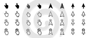 Computer Mouse Pointer Set - Different Black Vector Icons Isolated On White Background