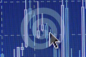 Computer mouse pointer on stock chart