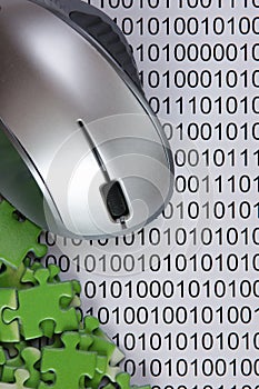 computer mouse and  puzzles on a binary code