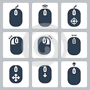 Computer Mouse and It`s Buttons Indication Vector Icons photo