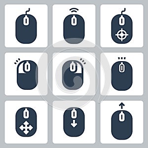 Computer Mouse and It`s Buttons Indication Vector Icons