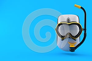 Computer mouse with scuba diving mask