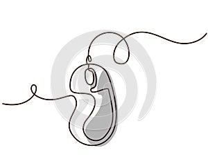 Computer mouse silhouette. Continuous one line drawing