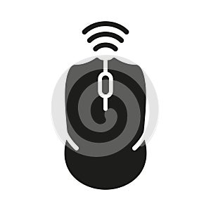 Computer Mouse Silhouette Icon. Wireless Technology Computer Equipment. PC Wireless Tool Glyph Pictogram. Cursor Pointer