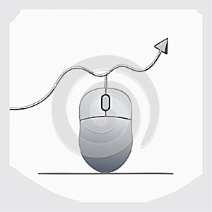 Computer Mouse with Upward Growth Arrow Icon