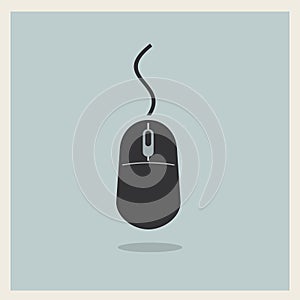 Computer mouse vintage icon vector