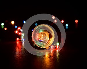 Computer Mouse Wheel with Party Lights Background Photograph