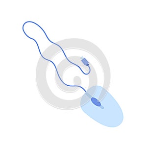 Computer mouse with wire, isolated on white.