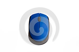 Computer mouse wireless blue isolated