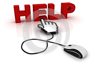 Computer mouse and the word Help