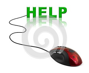 Computer mouse and word Help