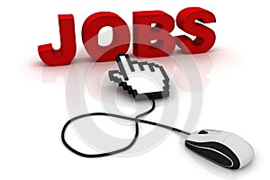 Computer mouse and the word Jobs