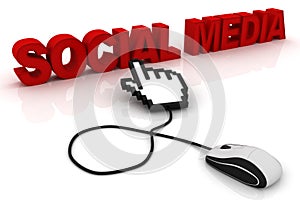 Computer mouse and the word Social Media