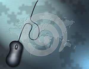 Computer mouse. World map